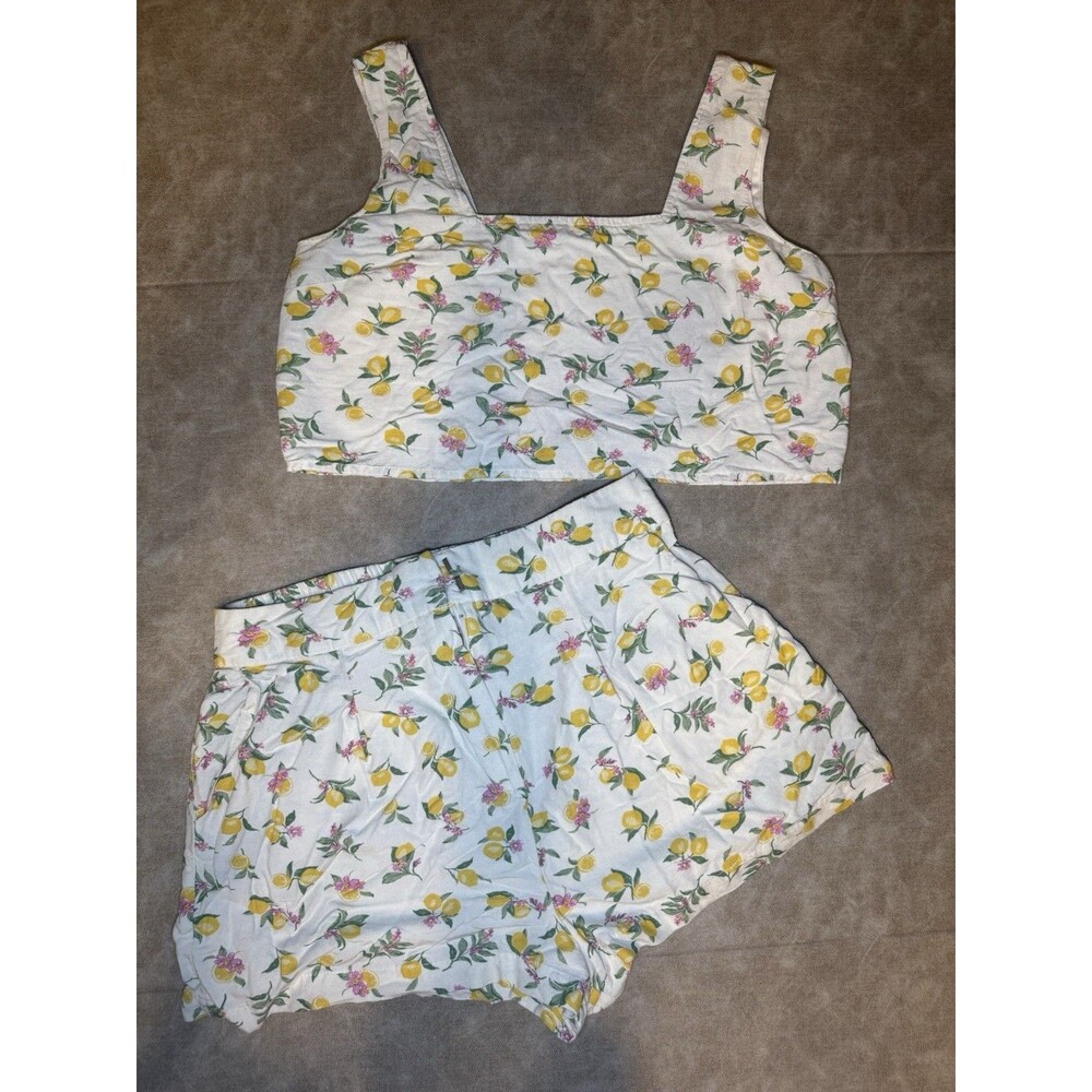 Shorts And Crop Top Lemon Print Lightweight SUMMER Short See Pictures For Sizing